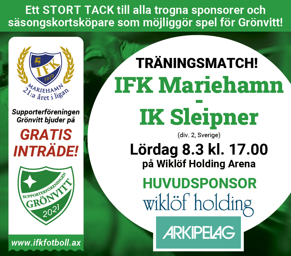 Träningsmatch mot IK Sleipner Annons